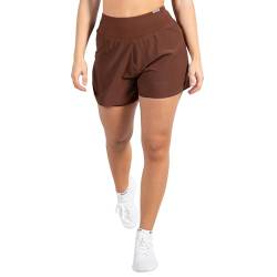 SMILODOX Damen Shorts Advance Pro 2in1 - Kurze Hose im Shapes Fit mit hohem Bund, Größe:M, Color:Braun von SMILODOX