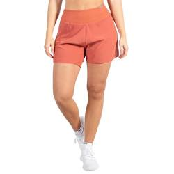SMILODOX Damen Shorts Advance Pro 2in1 - Kurze Hose im Shapes Fit mit hohem Bund, Größe:S, Color:Terakotta von SMILODOX