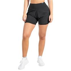 SMILODOX Damen Shorts Advance Pro 2in1 - Kurze Hose im Shapes Fit mit hohem Bund, Größe:XL, Color:Schwarz von SMILODOX