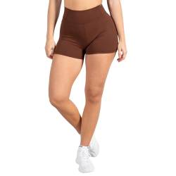 SMILODOX Damen Shorts Advance Pro - Kurze Hose im Shaped Fit mit hohem Bund, Größe:M, Color:Braun von SMILODOX