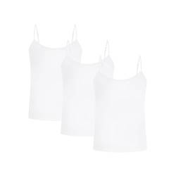 SMILODOX Damen Spaghetti Top 3er Set - Spaghehtti Top im Slim fit Set Damen Unterhemden Marken Tank Top Gute Passform, Größe:L, Color:Weiß von SMILODOX