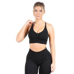 SMILODOX Damen Sport BH Solid Scrunch geeignet für Gym, Fittness, Laufen, Größe:S, Color:Schwarz von SMILODOX