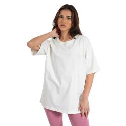 SMILODOX Damen T-Shirt Payton - Oversize Fit Kurzarm Oberteil mit Rundhals, Größe:S, Color:Creme von SMILODOX
