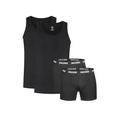 SMILODOX Herren Boxershorts & Unterhemden 2er Set - Gute Passform, sehr Gemütlich, weiches Material, Größe:L, Color:Schwarz von SMILODOX