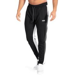 SMILODOX Herren Jogginghose Suit Pro - Lange Hose im Slim Fit mit normalem Bund und Tunnelzug, Größe:L, Color:Schwarz von SMILODOX