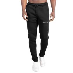 SMILODOX Herren Slim Fit Jogginghose Merrick - Moderne Sweatpants mit Logo - Komfortable Seitentaschen & Einstellbarem Zugband - Ideal Training & Alltag, Größe:L, Color:Schwarz von SMILODOX