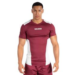 SMILODOX Herren Slim Fit T-Shirt Maison Mesh - Slim fit Kurzarm Oberteil mit Rundhals, Größe:XXL, Color:Bordeaux von SMILODOX