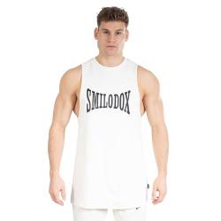 SMILODOX Herren Tank Top Classic Pro - Oversize Fit ärmelloses Oberteil mit Rundhals, Größe:M, Color:Creme von SMILODOX