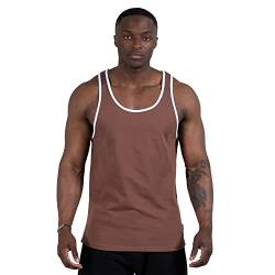 SMILODOX Herren Tank Top Joe Muscle Shirt 100% Baumwolle - Regular fit Funktion ärmelloses Oberteil mit Rundhals für Workout Gym Fitness, Size:S,Color:Braun von SMILODOX