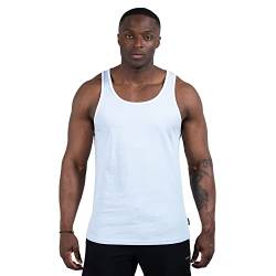 SMILODOX Herren Tank Top Joe Muscle Shirt 100% Baumwolle - Regular fit Funktion ärmelloses Oberteil mit Rundhals für Workout Gym Fitness, Size:S,Color:Hellblau von SMILODOX