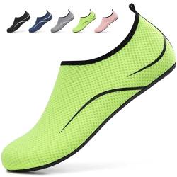 SMITWORLD Herren Damen Barfußschuhe Wasserschuhe rutschfest, Strandschuhe Schwimmschuhe für den Strand Pool (Fluoreszentes Grün, 38 EU) von SMITWORLD