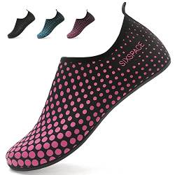 SMITWORLD Schwimmschuhe Badeschuhe für Damen Herren Schnell Trocknend, Barfußschuhe Wasserschuhe für Yoga Schwimmen Wasserspiele (Rosa Rot, 42 EU) von SMITWORLD