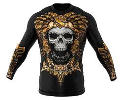 SMMASH Rashguard Aztec Langarm MMA BJJ UFC Kampfsport (M, Black/GOLDEN) von SMMASH