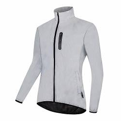 Fahrradjacke Damen Reflektierende Herren Wasserdicht Atmungsaktiv Sommer Laufjacke Damen Regenjacke Radjacke Windjacke Softshelljacke MTB Radsport Jacke Für Radfahren Laufen Wandern,Sliver/A-3XL von SMTSEC