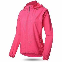 Fahrradjacke Mit Abnehmbaren Ärmeln Damen Herren Winddicht Wasserdicht Sommer UV-Schutz Laufjacke Windjacke Damen Herren Softshelljacke Atmungsaktive Radjacke Regenjacke Radsport Jacke,Pink-XXL von SMTSEC