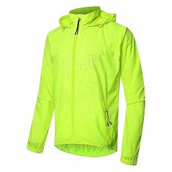 Fahrradjacke Mit Abnehmbaren Ärmeln Damen Herren Winddicht Wasserdicht Sommer UV-Schutz Laufjacke Windjacke Reflektierende Atmungsaktive Radjacke Regenjacke Herren Radsport Jacke,Green-M von SMTSEC