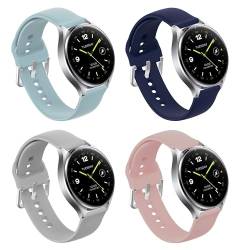 SMYAOSI 20mm Armband für Xiaomi Watch 2, Silikon Sport Uhrenarmband Replacement Fitness Wechselarmband für Xiaomi Watch 2 Smartwatch Strap, Männer Frauen Armbänder (Blau+Dunkelblau+Grau+Rosa) von SMYAOSI