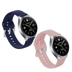 SMYAOSI 20mm Armband für Xiaomi Watch 2, Silikon Sport Uhrenarmband Replacement Fitness Wechselarmband für Xiaomi Watch 2 Smartwatch Strap, Männer Frauen Armbänder (Blau+Rosa) von SMYAOSI