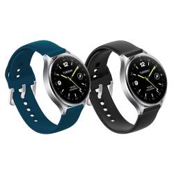 SMYAOSI 20mm Armband für Xiaomi Watch 2, Silikon Sport Uhrenarmband Replacement Fitness Wechselarmband für Xiaomi Watch 2 Smartwatch Strap, Männer Frauen Armbänder (Blau+Schwarz) von SMYAOSI