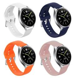 SMYAOSI 20mm Armband für Xiaomi Watch 2, Silikon Sport Uhrenarmband Replacement Fitness Wechselarmband für Xiaomi Watch 2 Smartwatch Strap, Männer Frauen Armbänder (Weiß+Blau+Orange+Rosa) von SMYAOSI