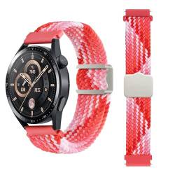 SMYAOSI 20mm Magnetbänder Armband für Galaxy Watch 6/Galaxy Watch 5 40mm 44mm, Verstellbarer Geflochtener Elastischer Sportarmband Nylon Armband für Garmin Vivoactive 5/Venu 2 Plus (Blendendes Rot) von SMYAOSI