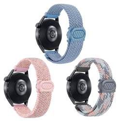 SMYAOSI 22mm Armband für Galaxy Watch 3 45mm/Galaxy Watch 46mm/Gear S3 Classic/Frontier, Verstellbarer Geflochtener Elastischer Sportarmband Nylon Armbänder für Forerunner 745 (3 Stück-b) von SMYAOSI