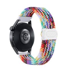 SMYAOSI 22mm Armband für Galaxy Watch 3 45mm/Galaxy Watch 46mm/Gear S3 Classic/Frontier, Verstellbarer Geflochtener Elastischer Sportarmband Nylon Armbänder für Forerunner 745 (Arcenciel-B) von SMYAOSI