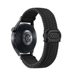 SMYAOSI 22mm Armband für Galaxy Watch 3 45mm/Galaxy Watch 46mm/Gear S3 Classic/Frontier, Verstellbarer Geflochtener Elastischer Sportarmband Nylon Armbänder für Forerunner 745 (Schwarz) von SMYAOSI