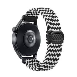 SMYAOSI 22mm Armband für Galaxy Watch 3 45mm/Galaxy Watch 46mm/Gear S3 Classic/Frontier, Verstellbarer Geflochtener Elastischer Sportarmband Nylon Armbänder für Forerunner 745 (Schwarz Weiß) von SMYAOSI