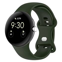 SMYAOSI Armbänder Silikon für Google Pixel Watch/Google Pixel Watch 2 Smartwatch, Verstellbares Armband für Damen und Herren, Sportband Ersatzarmband für Google Pixel Watch 2 (Dunkelgrün) von SMYAOSI
