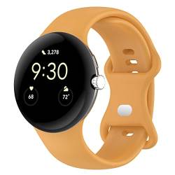 SMYAOSI Armbänder Silikon für Google Pixel Watch/Google Pixel Watch 2 Smartwatch, Verstellbares Armband für Damen und Herren, Sportband Ersatzarmband für Google Pixel Watch 2 (Gelb) von SMYAOSI