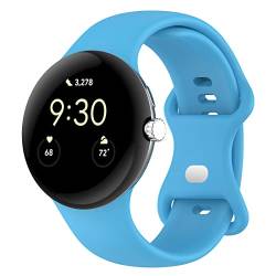 SMYAOSI Armbänder Silikon für Google Pixel Watch/Google Pixel Watch 2 Smartwatch, Verstellbares Armband für Damen und Herren, Sportband Ersatzarmband für Google Pixel Watch 2 (Himmelblau) von SMYAOSI