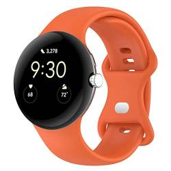 SMYAOSI Armbänder Silikon für Google Pixel Watch/Google Pixel Watch 2 Smartwatch, Verstellbares Armband für Damen und Herren, Sportband Ersatzarmband für Google Pixel Watch 2 (Orange) von SMYAOSI