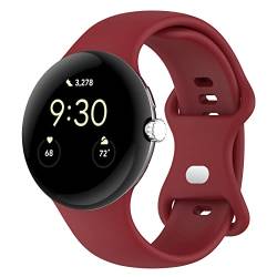 SMYAOSI Armbänder Silikon für Google Pixel Watch/Google Pixel Watch 2 Smartwatch, Verstellbares Armband für Damen und Herren, Sportband Ersatzarmband für Google Pixel Watch 2 (Rot) von SMYAOSI
