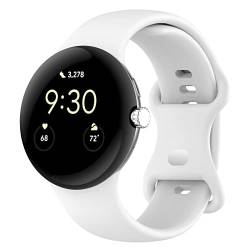 SMYAOSI Armbänder Silikon für Google Pixel Watch/Google Pixel Watch 2 Smartwatch, Verstellbares Armband für Damen und Herren, Sportband Ersatzarmband für Google Pixel Watch 2 (Weiß) von SMYAOSI