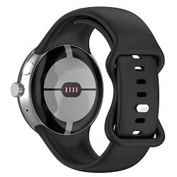SMYAOSI Armbänder Silikon für Google Pixel Watch 2/Google Pixel Watch, Verstellbares Armband für Damen und Herren, Sportband Ersatzarmband für Google Pixel Watch 2 Smartwatch (Schwarz) von SMYAOSI