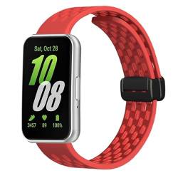 SMYAOSI Armbänder für Samsung Galaxy Fit 3 SM-R390, Silikon Atmungsaktiv Männer Frauen Armband, Sport Magnetverschluss Armband für Samsung Galaxy Fit 3 SM-R390 Uhrenarmband (Rot) von SMYAOSI