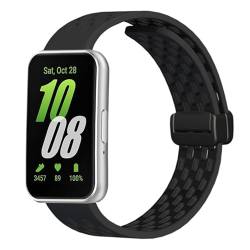 SMYAOSI Armbänder für Samsung Galaxy Fit 3 SM-R390, Silikon Atmungsaktiv Männer Frauen Armband, Sport Magnetverschluss Armband für Samsung Galaxy Fit 3 SM-R390 Uhrenarmband (Schwarz) von SMYAOSI