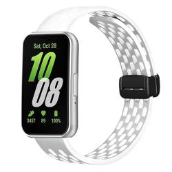 SMYAOSI Armbänder für Samsung Galaxy Fit 3 SM-R390, Silikon Atmungsaktiv Männer Frauen Armband, Sport Magnetverschluss Armband für Samsung Galaxy Fit 3 SM-R390 Uhrenarmband (Weiß) von SMYAOSI