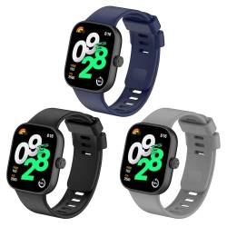 SMYAOSI Armband für Xiaomi Redmi Watch 4, Männer Frauen Armbänder, Silikon Sport Uhrenarmband Replacement Fitness Wechselarmband für Xiaomi Redmi Watch 4/Xiaomi Band 8 Pro (Blau+Schwarz+Grau) von SMYAOSI