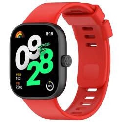 SMYAOSI Armband für Xiaomi Redmi Watch 4, Männer Frauen Armbänder, Silikon Sport Uhrenarmband Replacement Fitness Wechselarmband für Xiaomi Redmi Watch 4/Xiaomi Band 8 Pro (Rot) von SMYAOSI
