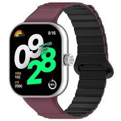 SMYAOSI Armband für Xiaomi Redmi Watch 4/Xiaomi Band 8 Pro, Männer Frauen Silikon Armbänder, Sport Magnetverschluss Armband für Xiaomi Redmi Watch 4/Xiaomi Band 8 Pro Uhrenarmband (Rot Schwarz) von SMYAOSI