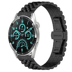 SMYAOSI Edelstahl Uhrenarmband für Aigo GT8 Smartwatch, Ersatz Poliert Metall Matt Gebürstet Armband für Herren Damen Aigo GT8 Strap mit Schmetterlingsschnalle (Schwarz) von SMYAOSI