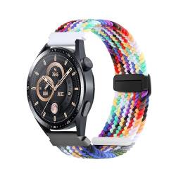 SMYAOSI Magnetbänder Armband für Amazfit Bip 5/GTR 4/GTR 3, 22mm Verstellbarer Geflochtener Elastischer Sportarmband Nylon Armband für Huawei Watch GT4 46mm/Forerunner 255 (Regenbogen) von SMYAOSI