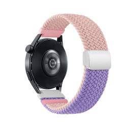 SMYAOSI Magnetbänder Armband für Amazfit Bip 5/GTR 4/GTR 3, 22mm Verstellbarer Geflochtener Elastischer Sportarmband Nylon Armband für Huawei Watch GT4 46mm/Forerunner 255 (Rosa Lila) von SMYAOSI