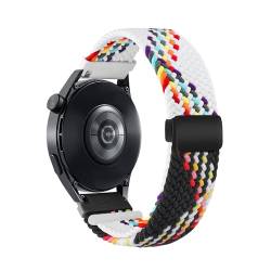 SMYAOSI Magnetbänder Armband für Huawei Watch GT3 42mm/GT2 42mm, 20mm Verstellbarer Geflochtener Elastischer Sportarmband Nylon Armband für Amazfit GTS 2/GTS 4 Mini/GTS 3 (Regenbogen Weiß Schwarz) von SMYAOSI