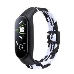 SMYAOSI Magnetbänder Armband für Xiaomi Band 8 7 6 5 4 3, Verstellbarer Geflochtener Elastischer Sportarmband Nylon Armband für Xiaomi Band 8/Xiaomi Band 7/6/5 (Mi Band 34567, Schwarz Weiß) von SMYAOSI