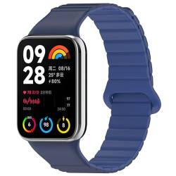 SMYAOSI Magnetverschluss Armband für Xiaomi Band 8 Pro/Xiaomi Redmi Watch 4, Männer Frauen Silikon Armbänder Sport Armband für Xiaomi Band 8/7/6/5/4/3 Uhrenarmband (mi band 76543, Blau) von SMYAOSI