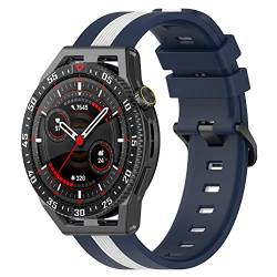 SMYAOSI Silikon Uhrenarmband Schnellspanner 20mm - Weich Gummi Ersatz Uhrband für Smartwatch - Mehrere Farben für Herren Damen - wasserdichte Sport Edelstahlschnalle - 20mm 22mm (22mm, Blau Weiß) von SMYAOSI