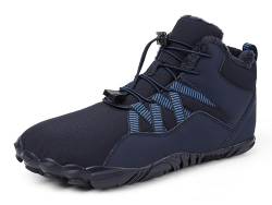 SMajong Barfußschuhe Gefütterte Winter Herren Wasserdicht Winterschuhe Stiefel Damen Warme Winterstiefel rutschfeste Wanderschuhe B Blau 45 EU(Sohlengröße 46) von SMajong